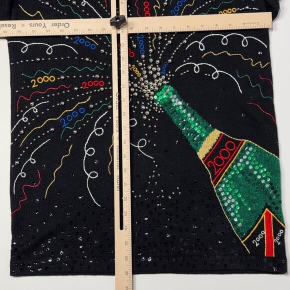 VTG Y2K Susan Bristol Hand Embroidered New Year’s Eve Party Sweater Women Size M - Picture 10 of 12